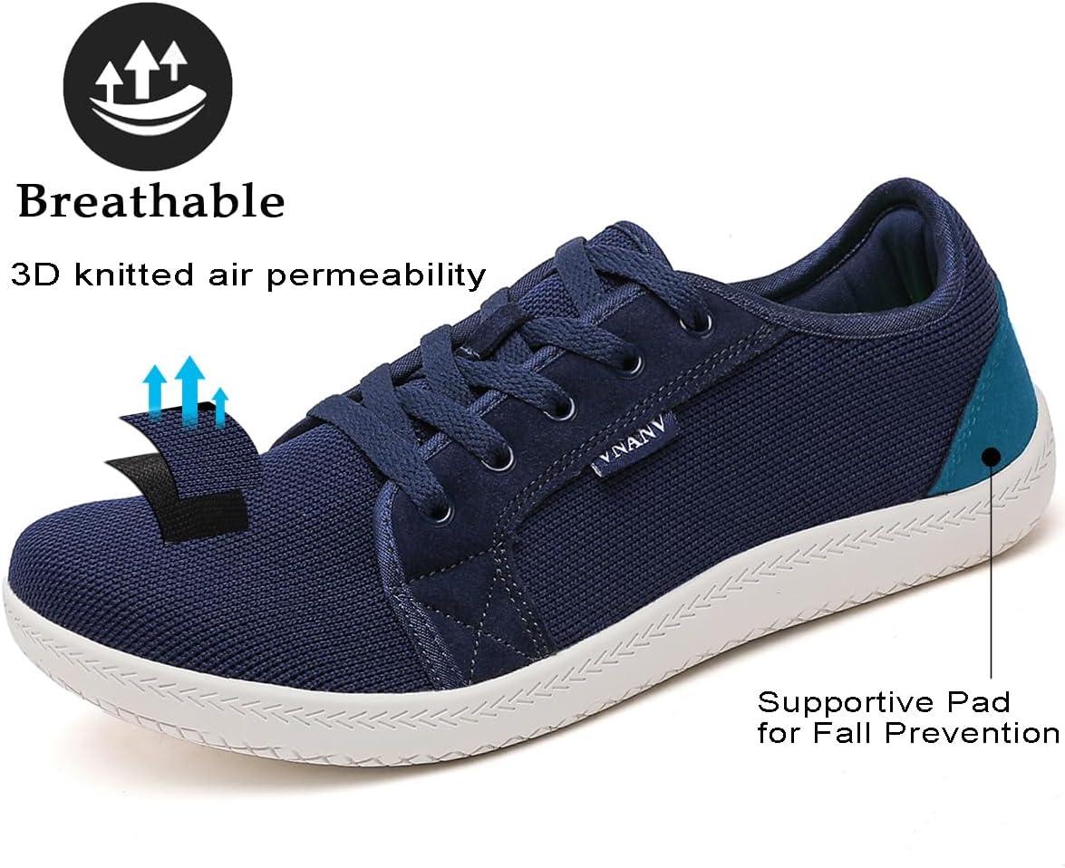 imageMens Wide Barefoot Walking Shoes Slip on Barefoot Walking Shoes  Zero Drop Sole  Minimalist Footwear  Wide Toe BoxAblueWhite