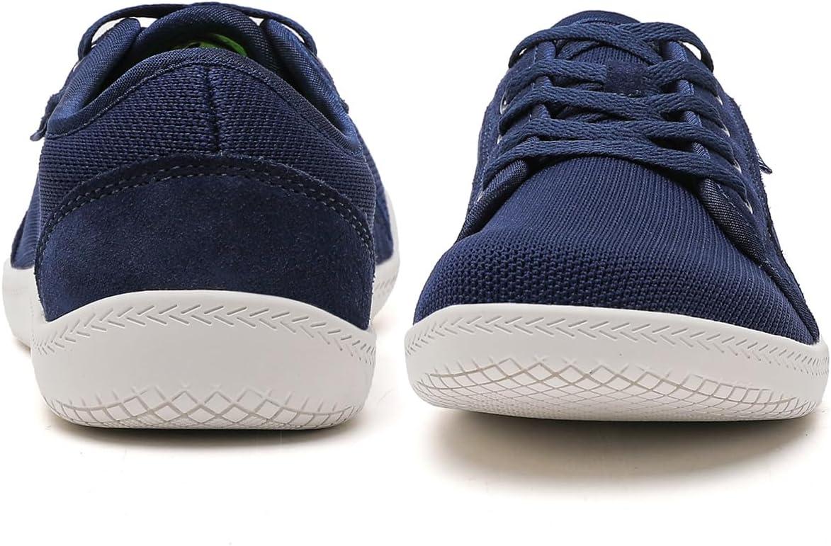 imageMens Wide Barefoot Walking Shoes Slip on Barefoot Walking Shoes  Zero Drop Sole  Minimalist Footwear  Wide Toe BoxAblueWhite