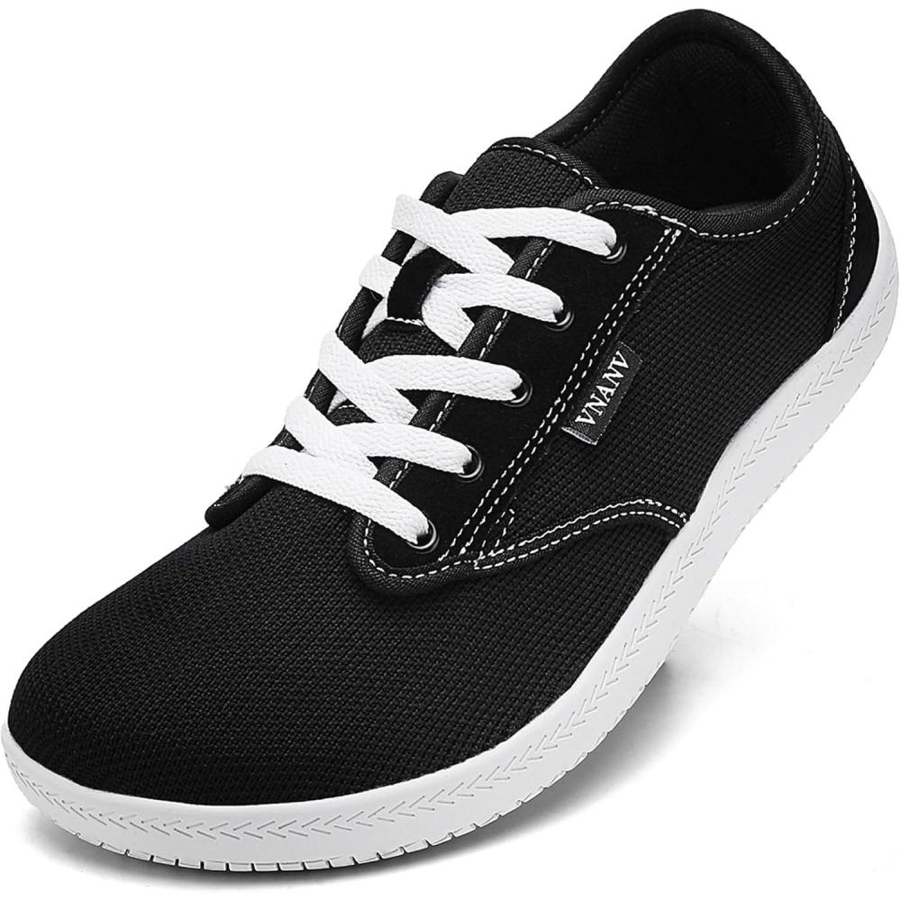 imageMens Wide Barefoot Walking Shoes Slip on Barefoot Walking Shoes  Zero Drop Sole  Minimalist Footwear  Wide Toe BoxBblackWhite