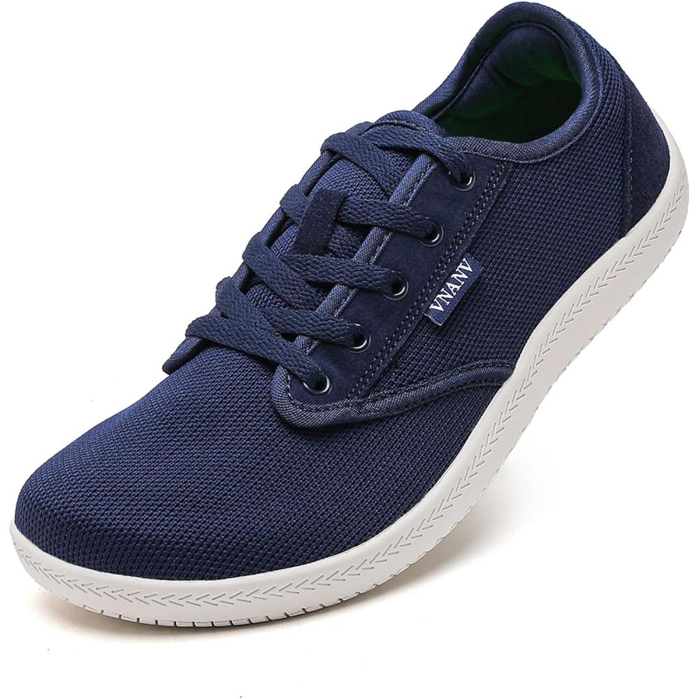 imageMens Wide Barefoot Walking Shoes Slip on Barefoot Walking Shoes  Zero Drop Sole  Minimalist Footwear  Wide Toe BoxBblueWhite