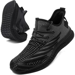 imageMens Slip On Walking Shoes Lightweight Breathable Non Slip Running Comfortable Gym Tennis Athletic Fashion Sneakers MenBlack Grey