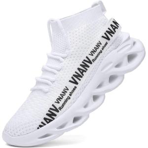 image:imageVNANV Mens Fashion Walking Shoes Lightweight Breathable Sneakers  Mesh Knit Sock Sneakers for Gym Casual Running Workout SlipOn Sport ShoesWhite