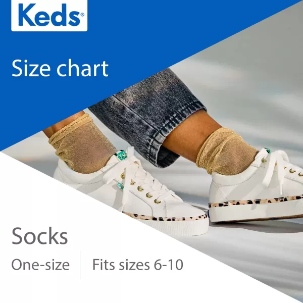 Keds Womens Invisible No Show Sock Liners With Non Slip Silicone Grip)