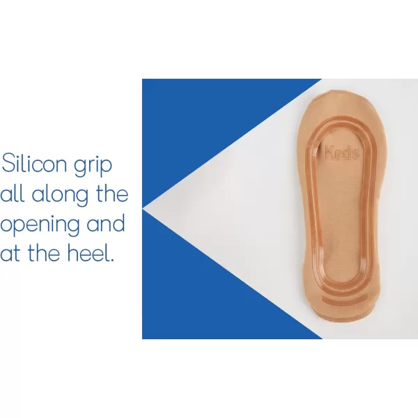 Keds Womens Invisible No Show Sock Liners With Non Slip Silicone Grip