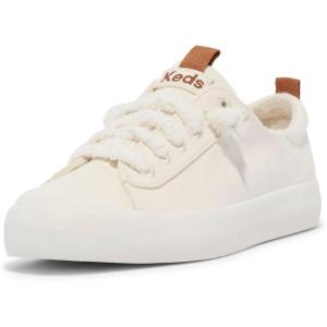 imageKeds Womens Kickback Canvas Slip on SneakerWhiteCognac Heavy Twill