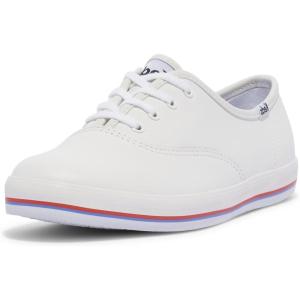 imageKeds Womens Champion Leather Lace Up SneakerWhiteRedBlue