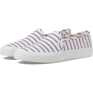 imageKeds Womens Double Decker Slip on SneakerWhiteBlue Stripe Canvas