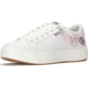 imageKeds Womens Park Lace Up Fashion SneakerSnow WhitePink Embroidery