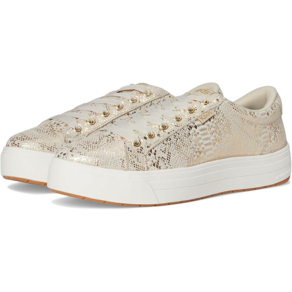 imageKeds Womens Park Lace Up SneakersGold Metallic Snake Foil Suede