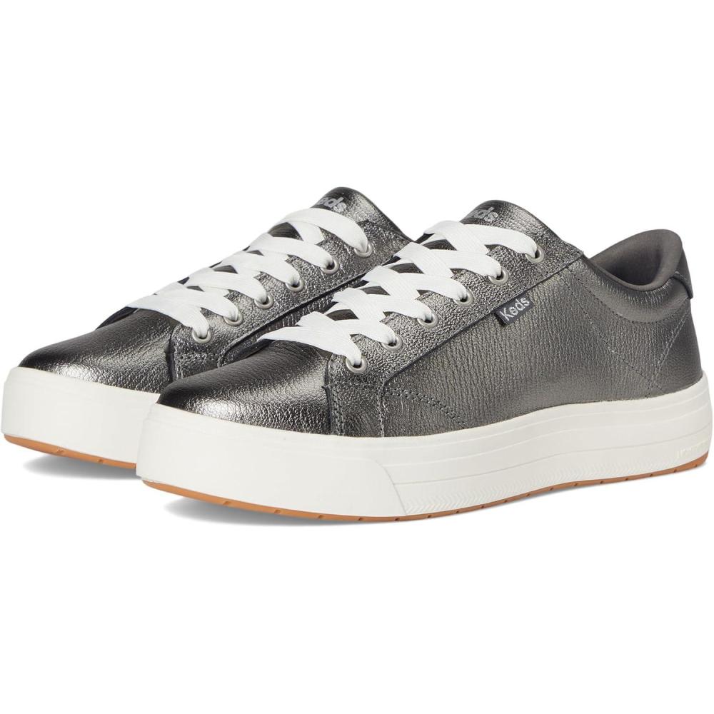 imageKeds Womens Park Lace Up SneakersGunmetal Metallic Leather