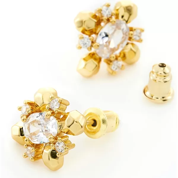 C.Paravano 18K Gold Earrings Studs | Stud Earrings for Women | Hypoallergenic Earring for Women | Flatback Stud Earrings | Stud Earrings Gold