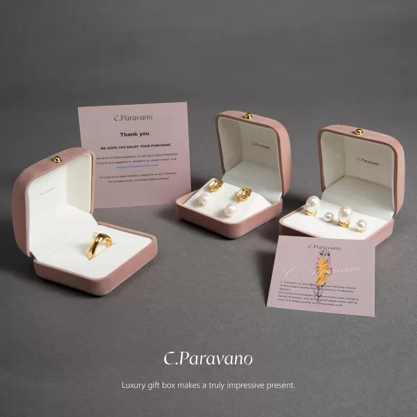 C.Paravano 18K Gold Earrings Studs | Stud Earrings for Women | Hypoallergenic Earring for Women | Flatback Stud Earrings | Stud Earrings Gold