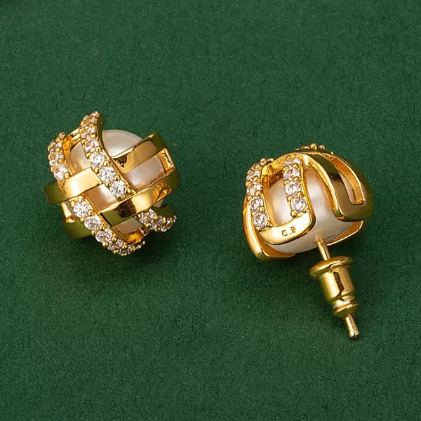 C.Paravano 18K Gold Earrings Studs | Stud Earrings for Women | Hypoallergenic Earring for Women | Flatback Stud Earrings | Stud Earrings Gold