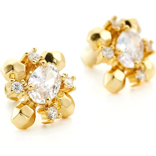 C.Paravano 18K Gold Earrings Studs | Stud Earrings for Women | Hypoallergenic Earring for Women | Flatback Stud Earrings | Stud Earrings Gold