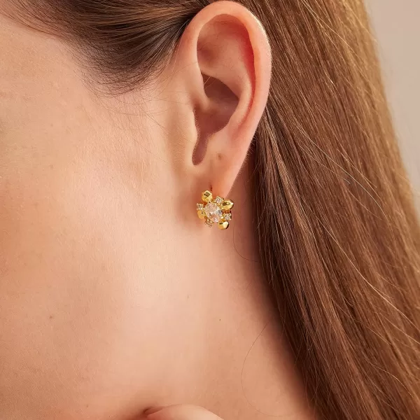 C.Paravano 18K Gold Earrings Studs | Stud Earrings for Women | Hypoallergenic Earring for Women | Flatback Stud Earrings | Stud Earrings Gold