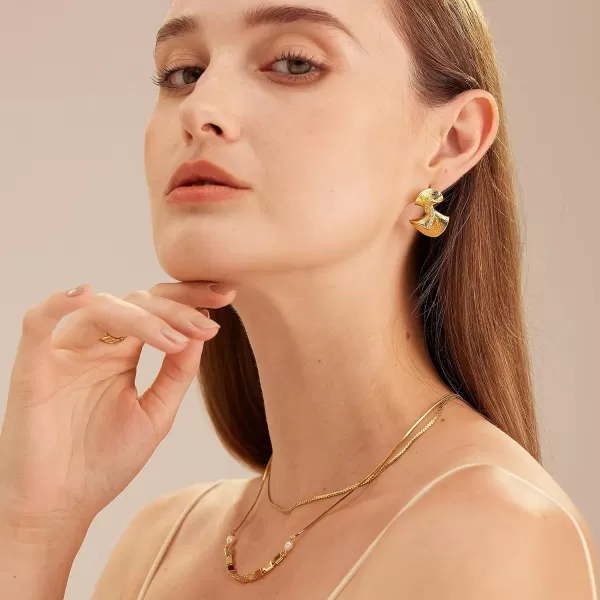 C.Paravano 18K Gold Earrings Studs | Stud Earrings for Women | Hypoallergenic Earring for Women | Flatback Stud Earrings | Stud Earrings Gold