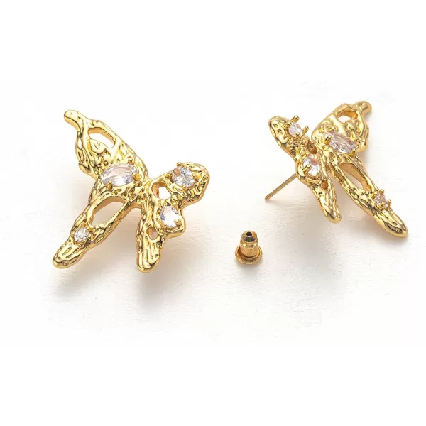C.Paravano 18K Gold Earrings Studs | Stud Earrings for Women | Hypoallergenic Earring for Women | Flatback Stud Earrings | Stud Earrings Gold