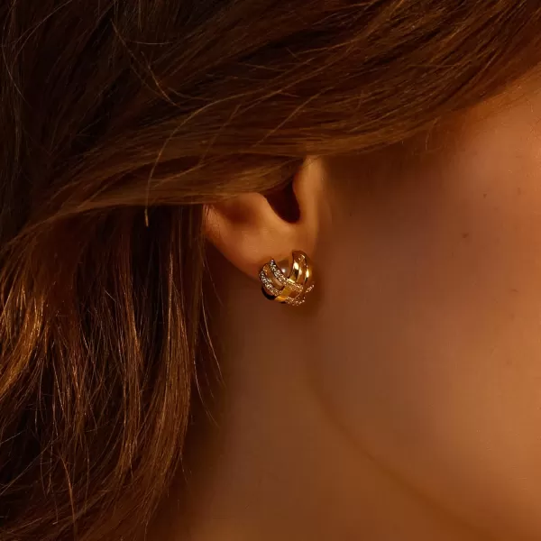 C.Paravano 18K Gold Earrings Studs | Stud Earrings for Women | Hypoallergenic Earring for Women | Flatback Stud Earrings | Stud Earrings Gold