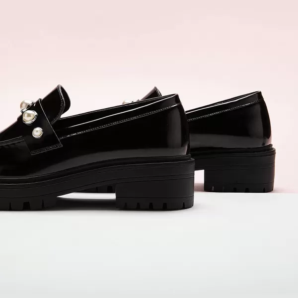C.Paravano Chunky Loafers for Women Comfort | Womens Loafers Shoes Casual | Platform Loafers for Women | Lug Sole Loafers | Womens Penny Loafers | Lady Loafers Black | Exquisite Print Loafers