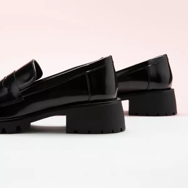 C.Paravano Chunky Loafers for Women Comfort | Womens Loafers Shoes Casual | Platform Loafers for Women | Lug Sole Loafers | Womens Penny Loafers | Lady Loafers Black | Exquisite Print Loafers