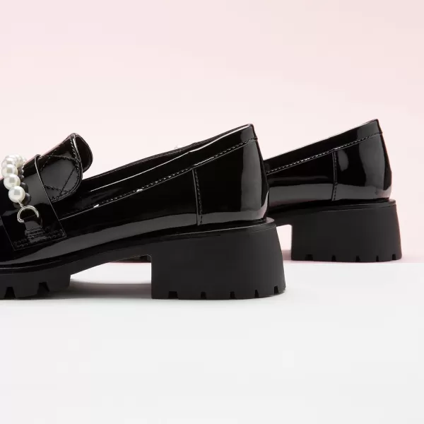 C.Paravano Chunky Loafers for Women Comfort | Womens Loafers Shoes Casual | Platform Loafers for Women | Lug Sole Loafers | Womens Penny Loafers | Lady Loafers Black | Exquisite Print Loafers