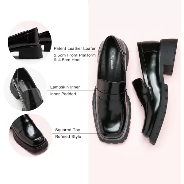C.Paravano Chunky Loafers for Women Comfort | Womens Loafers Shoes Casual | Platform Loafers for Women | Lug Sole Loafers | Womens Penny Loafers | Lady Loafers Black | Exquisite Print Loafers