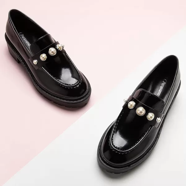 C.Paravano Chunky Loafers for Women Comfort | Womens Loafers Shoes Casual | Platform Loafers for Women | Lug Sole Loafers | Womens Penny Loafers | Lady Loafers Black | Exquisite Print Loafers
