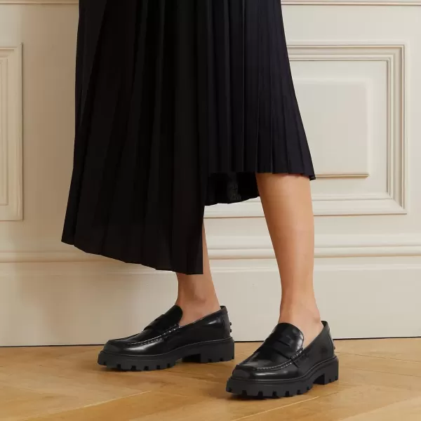 C.Paravano Chunky Loafers for Women Comfort | Womens Loafers Shoes Casual | Platform Loafers for Women | Lug Sole Loafers | Womens Penny Loafers | Lady Loafers Black | Exquisite Print Loafers
