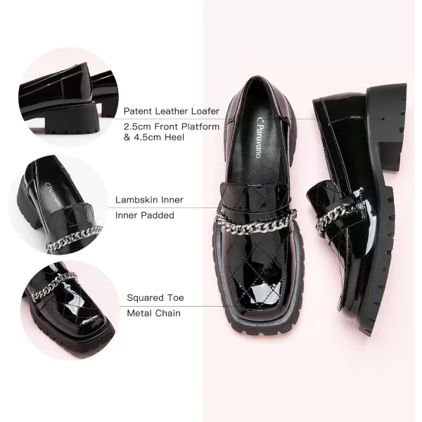 C.Paravano Chunky Loafers for Women Comfort | Womens Loafers Shoes Casual | Platform Loafers for Women | Lug Sole Loafers | Womens Penny Loafers | Lady Loafers Black | Exquisite Print Loafers