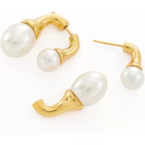 C.Paravano Gold Earrings Dangle | Dangle Earrings Pearl Gold | Wedding Earrings Gold | 18K Gold Plated Earrings for Women | 925 Sterling Silver Earrings for Women