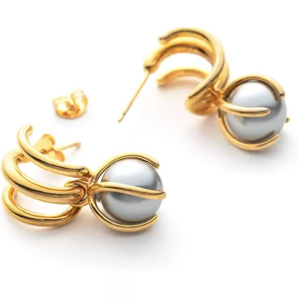 C.Paravano Gold Earrings Dangle | Dangle Earrings Pearl Gold | Wedding Earrings Gold | 18K Gold Plated Earrings for Women | 925 Sterling Silver Earrings for Women