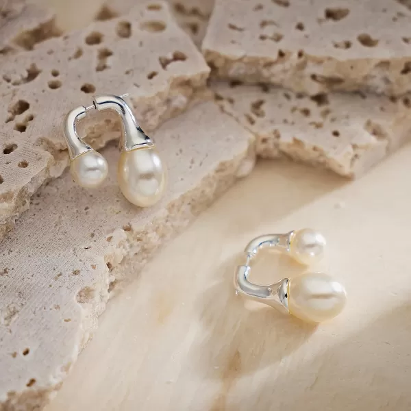 C.Paravano Gold Earrings Dangle | Dangle Earrings Pearl Gold | Wedding Earrings Gold | 18K Gold Plated Earrings for Women | 925 Sterling Silver Earrings for Women