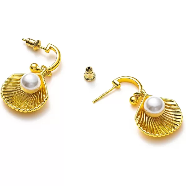 C.Paravano Gold Earrings Dangle | Dangle Earrings Pearl Gold | Wedding Earrings Gold | 18K Gold Plated Earrings for Women | 925 Sterling Silver Earrings for Women