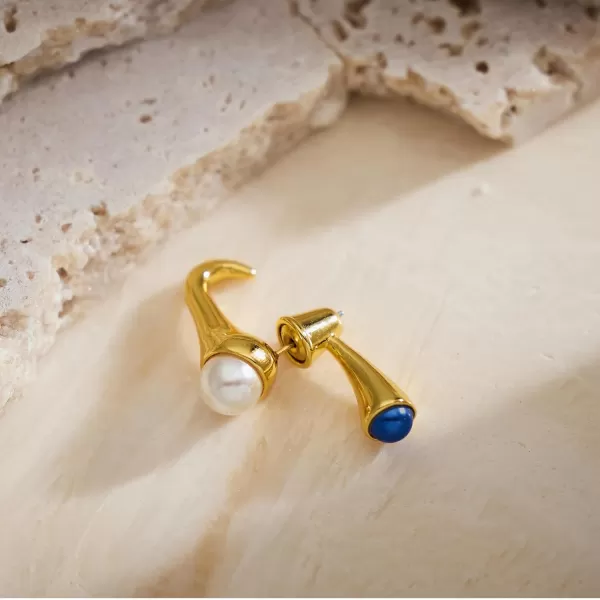 C.Paravano Gold Earrings Dangle | Dangle Earrings Pearl Gold | Wedding Earrings Gold | 18K Gold Plated Earrings for Women | 925 Sterling Silver Earrings for Women