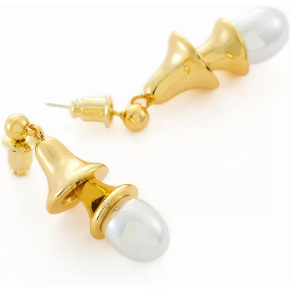 C.Paravano Gold Earrings Dangle | Dangle Earrings Pearl Gold | Wedding Earrings Gold | 18K Gold Plated Earrings for Women | 925 Sterling Silver Earrings for Women