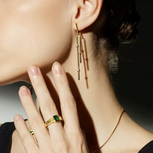 C.Paravano Gold Earrings Dangle | Dangle Earrings Pearl Gold | Wedding Earrings Gold | 18K Gold Plated Earrings for Women | 925 Sterling Silver Earrings for Women