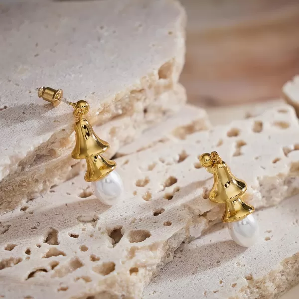 C.Paravano Gold Earrings Dangle | Dangle Earrings Pearl Gold | Wedding Earrings Gold | 18K Gold Plated Earrings for Women | 925 Sterling Silver Earrings for Women