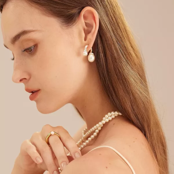 C.Paravano Gold Earrings Dangle | Dangle Earrings Pearl Gold | Wedding Earrings Gold | 18K Gold Plated Earrings for Women | 925 Sterling Silver Earrings for Women
