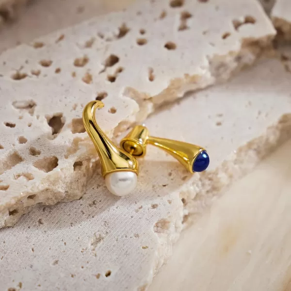 C.Paravano Gold Earrings Dangle | Dangle Earrings Pearl Gold | Wedding Earrings Gold | 18K Gold Plated Earrings for Women | 925 Sterling Silver Earrings for Women