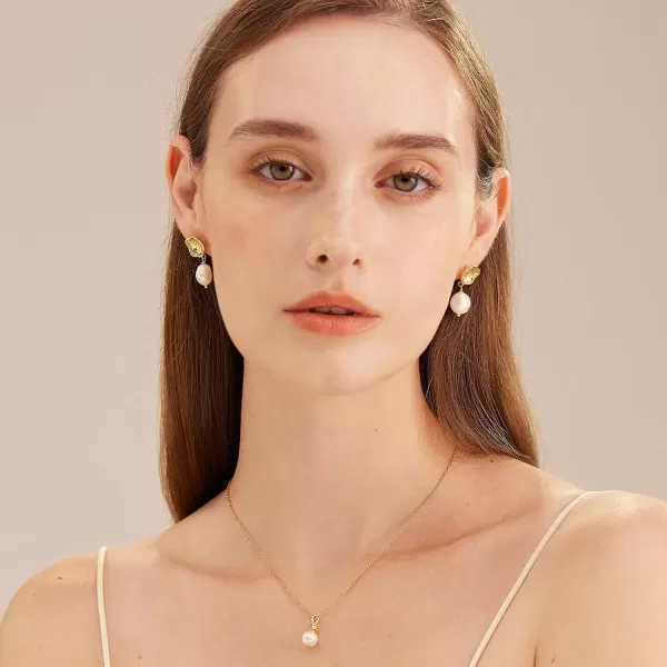 C.Paravano Gold Earrings Dangle | Dangle Earrings Pearl Gold | Wedding Earrings Gold | 18K Gold Plated Earrings for Women | 925 Sterling Silver Earrings for Women