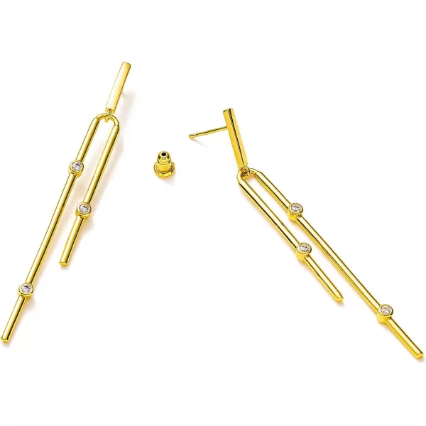 C.Paravano Gold Earrings Dangle | Dangle Earrings Pearl Gold | Wedding Earrings Gold | 18K Gold Plated Earrings for Women | 925 Sterling Silver Earrings for Women