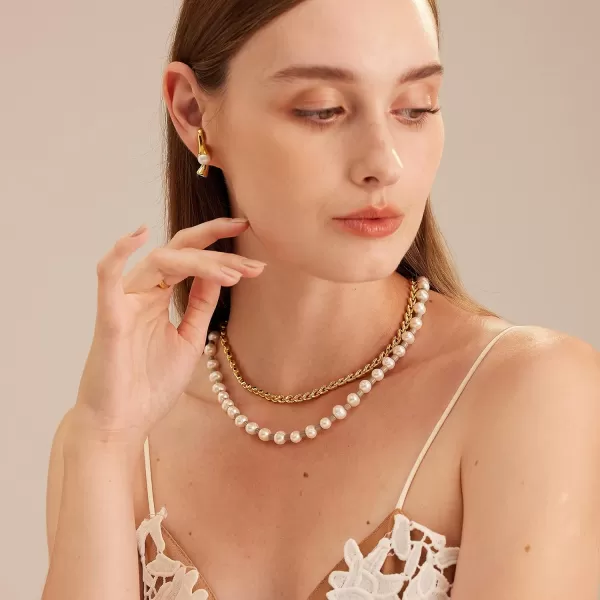 C.Paravano Gold Earrings Dangle | Dangle Earrings Pearl Gold | Wedding Earrings Gold | 18K Gold Plated Earrings for Women | 925 Sterling Silver Earrings for Women