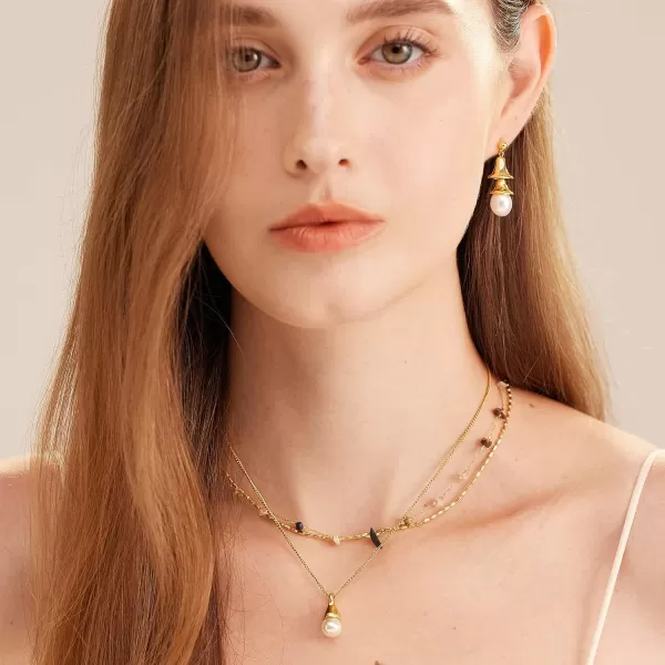 C.Paravano Gold Earrings Dangle | Dangle Earrings Pearl Gold | Wedding Earrings Gold | 18K Gold Plated Earrings for Women | 925 Sterling Silver Earrings for Women