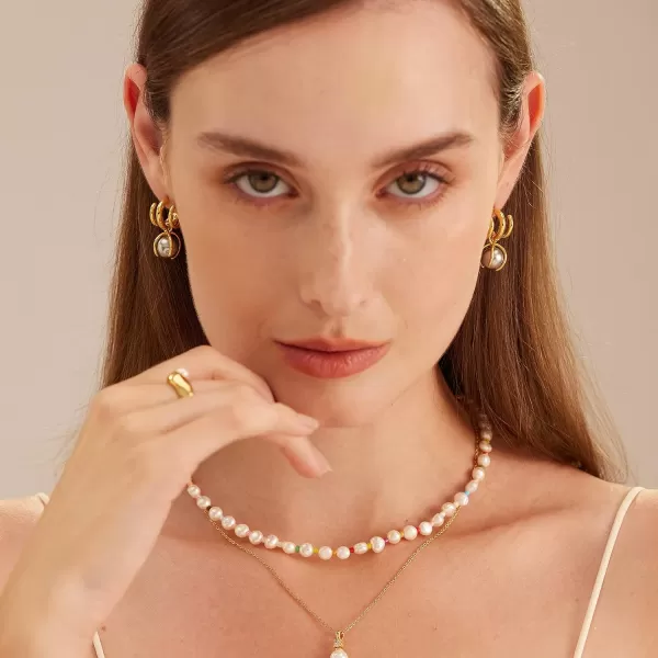 C.Paravano Gold Earrings Dangle | Dangle Earrings Pearl Gold | Wedding Earrings Gold | 18K Gold Plated Earrings for Women | 925 Sterling Silver Earrings for Women