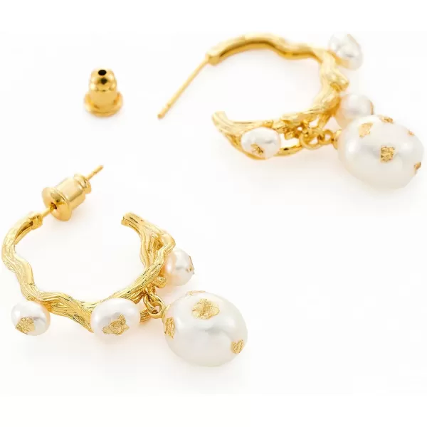 C.Paravano Gold Earrings Dangle | Dangle Earrings Pearl Gold | Wedding Earrings Gold | 18K Gold Plated Earrings for Women | 925 Sterling Silver Earrings for Women