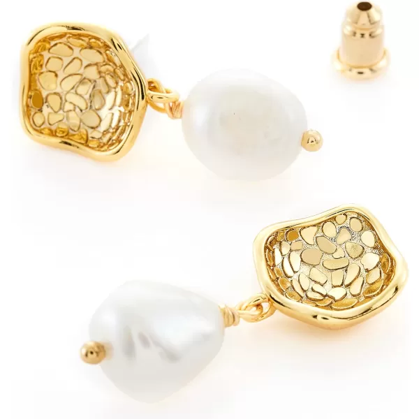 C.Paravano Gold Earrings Dangle | Dangle Earrings Pearl Gold | Wedding Earrings Gold | 18K Gold Plated Earrings for Women | 925 Sterling Silver Earrings for Women