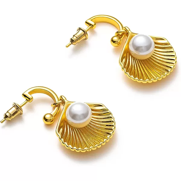 C.Paravano Gold Earrings Dangle | Dangle Earrings Pearl Gold | Wedding Earrings Gold | 18K Gold Plated Earrings for Women | 925 Sterling Silver Earrings for Women