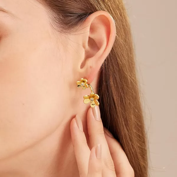 C.Paravano Gold Earrings Dangle | Dangle Earrings Pearl Gold | Wedding Earrings Gold | 18K Gold Plated Earrings for Women | 925 Sterling Silver Earrings for Women