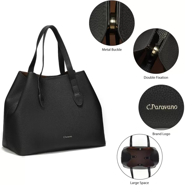 C.Paravano Large Capacity Tote Handbag | Full Grain Leather Tote Bag | Hobo Bag | Women's Top Handle Tote | Travel Work Tote
