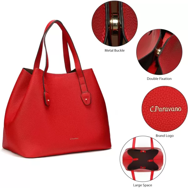 C.Paravano Large Capacity Tote Handbag | Full Grain Leather Tote Bag | Hobo Bag | Women's Top Handle Tote | Travel Work Tote